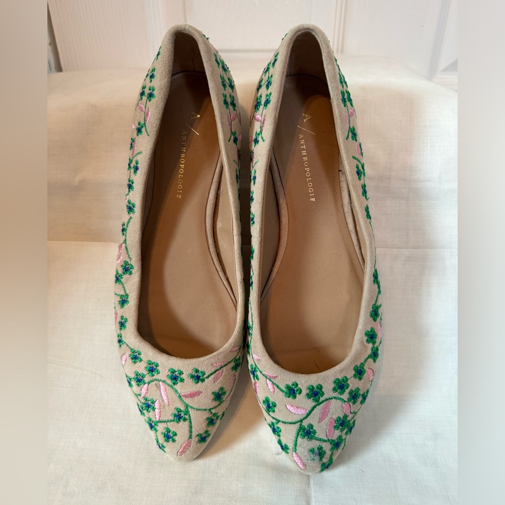 Anthropology floral vine ballet flats size 7 1/2